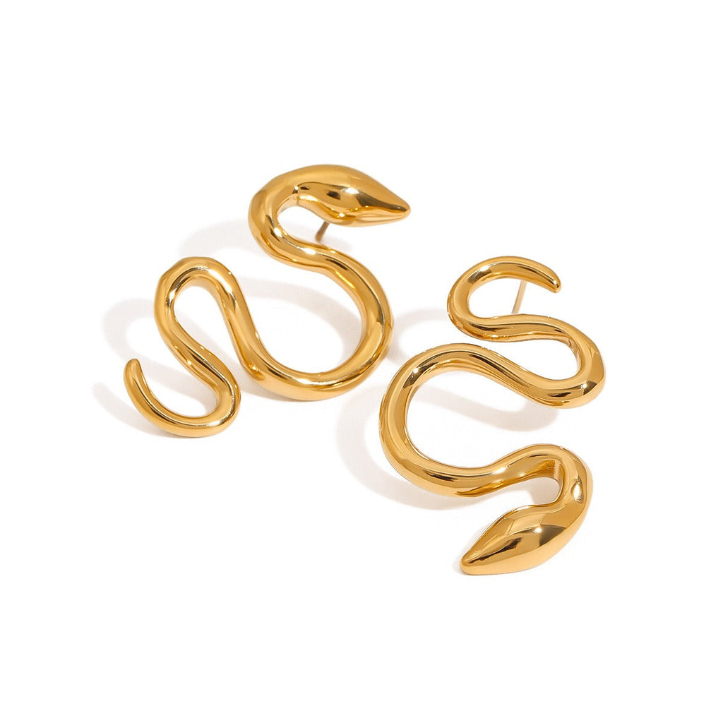 18K gold snake-shaped design trendy and personalized earrings Vera Lux