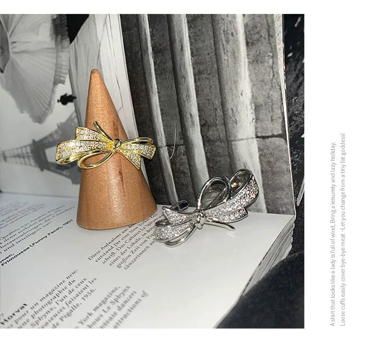High-end Bow Ring For Women, Niche Light Luxury, Fashionable & Unique INS Style, Exquisite Open Index Finger Ring Vera Lux