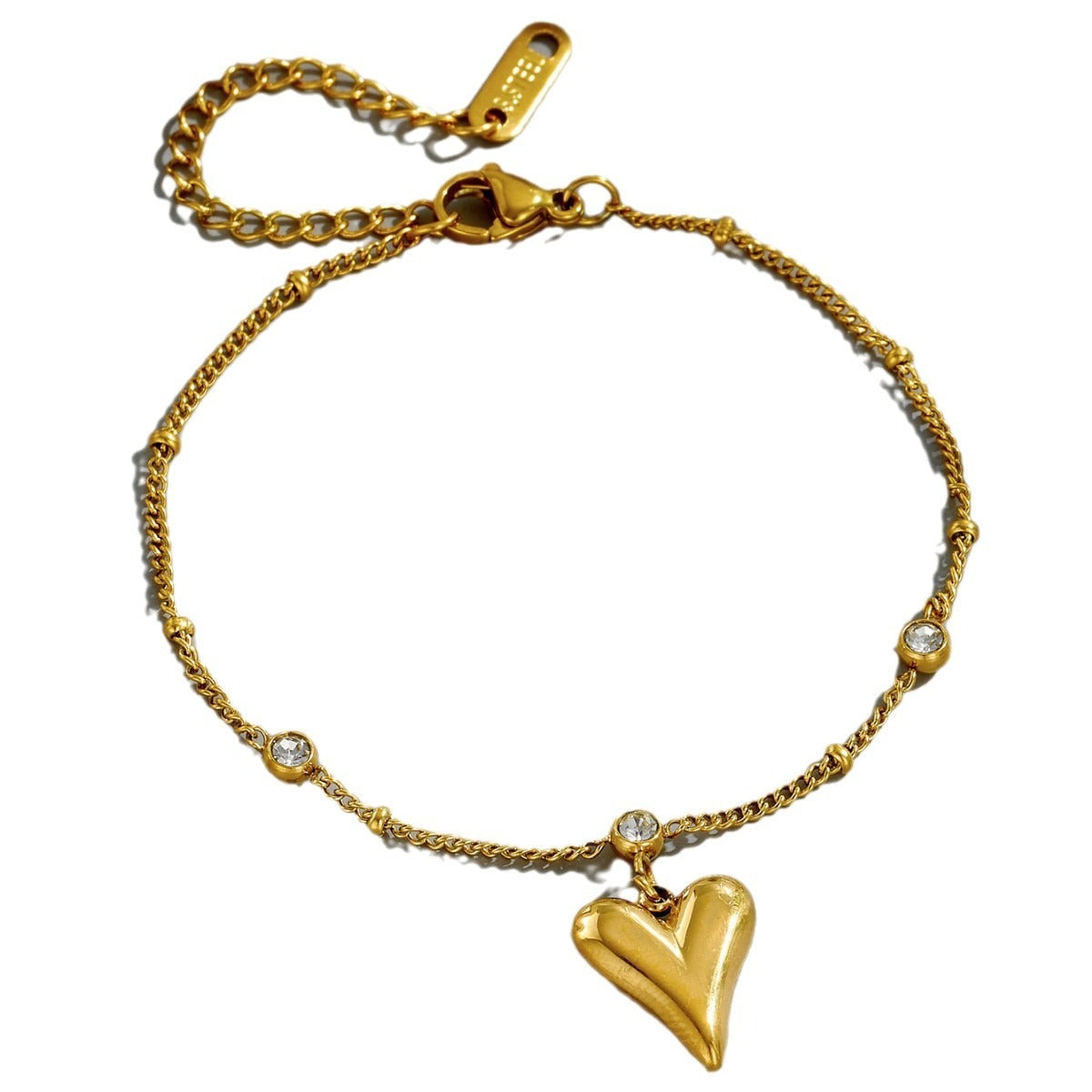 Zircon Heart Trendy Forest Style Peach Heart Anklet Vera Lux