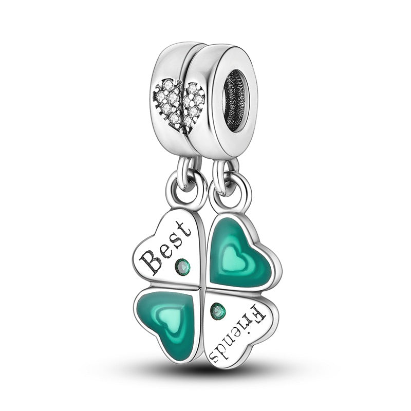 Sisterhood Friendship PendantSilverplated Beaded Heart Bestie Gift Vera Lux
