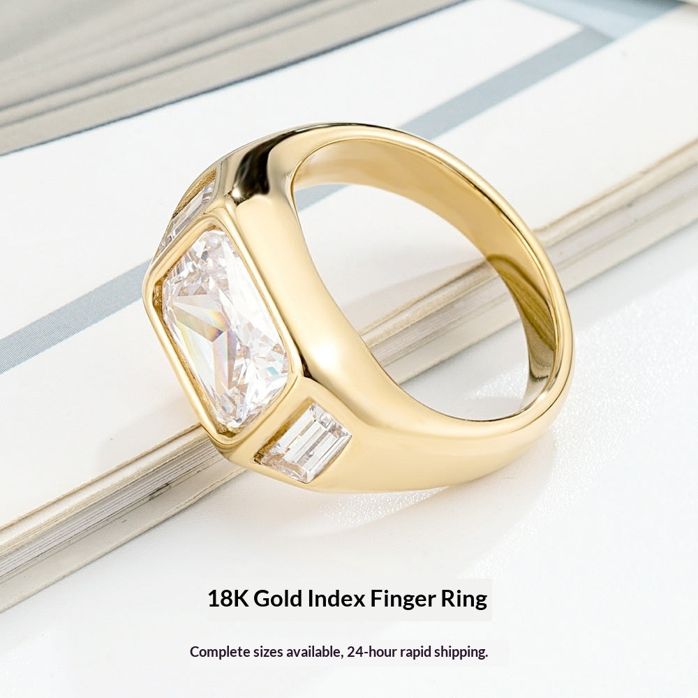 Women's Three-Diamond Square Sugar Cubes Zircon Ring Vera Lux