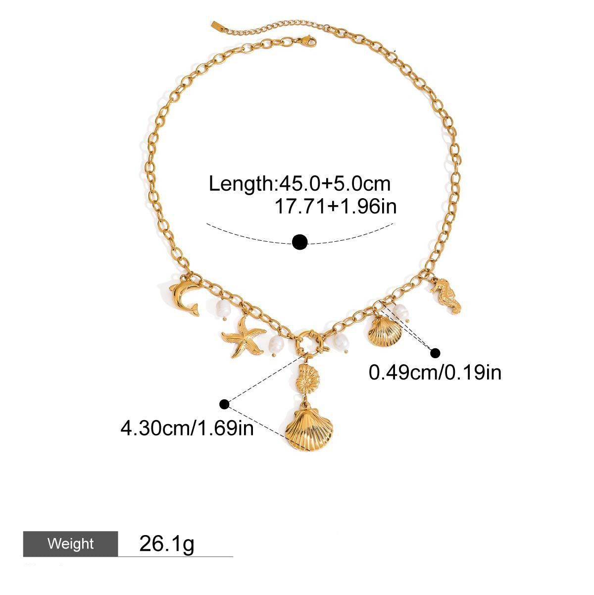 18K gold ocean element with texture design exquisite fashion necklace Vera Lux