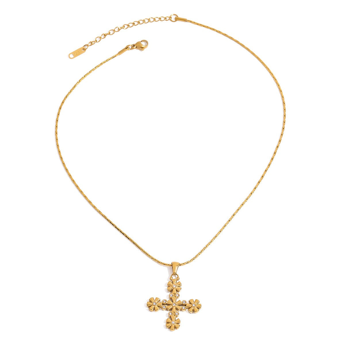 18K gold cross with flower-shaped design exquisite and fashionable necklace Vera Lux