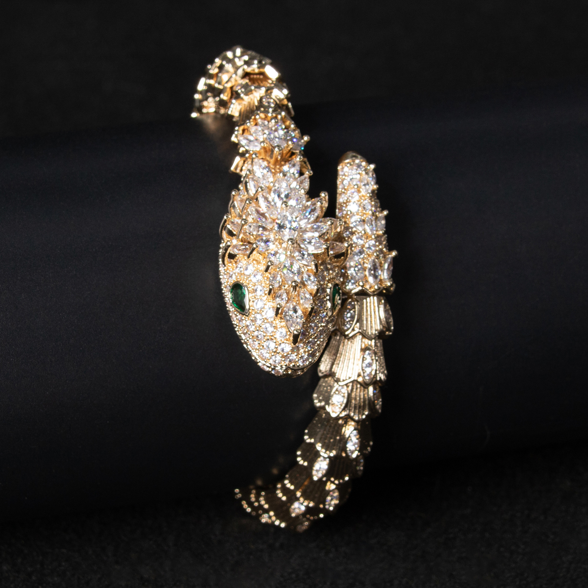 18K Gold Snake and Marcasite Bracelet Vera Lux