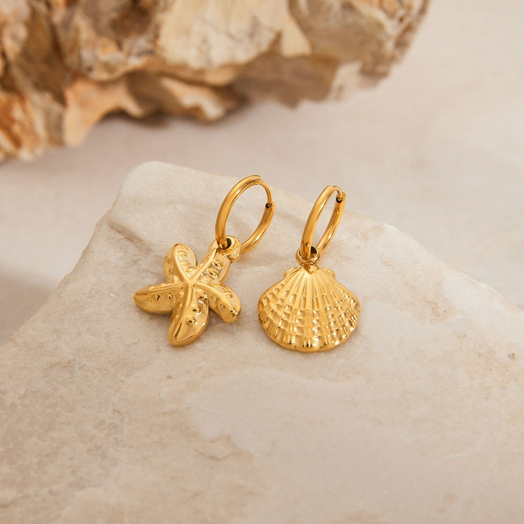 18K gold shells with starfish-shaped design exquisite trendy earrings Vera Lux