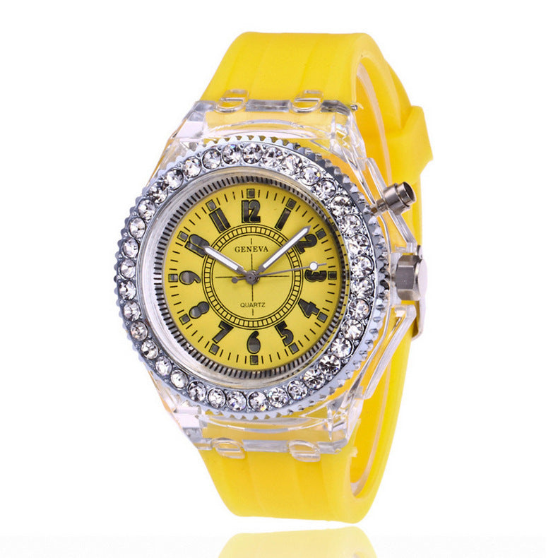 LED Luminous Watches Geneva Women Quartz Watch Women Ladies Silicone Bracelet Watches Vera Lux