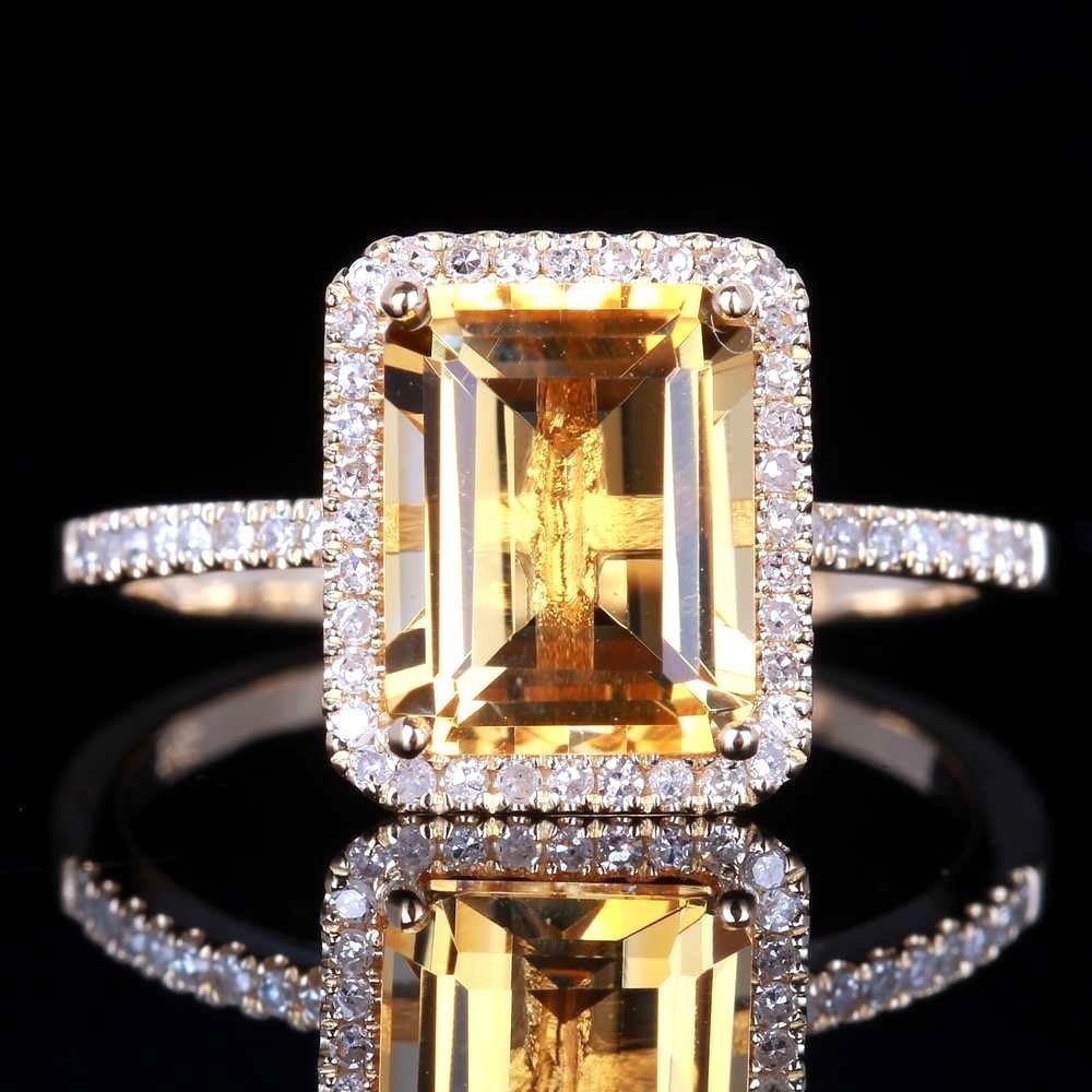 Luxury Champagne Yellow Gemstone Ring, Micro Pave Engagement Band For Women Vera Lux