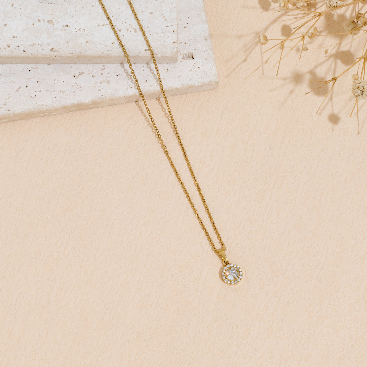 Stainless Steel Pendant Necklace With Zircon Inlay Vera Lux