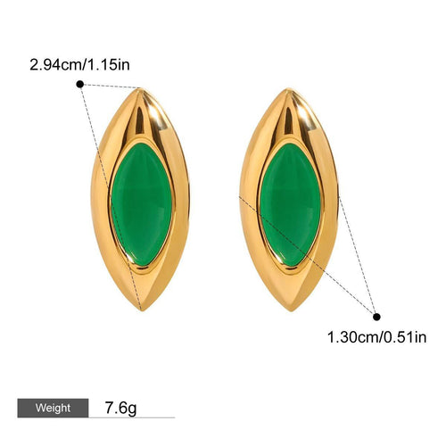 18K gold geometric/flower-shaped inlaid gemstone design light luxury noble earrings Vera Lux