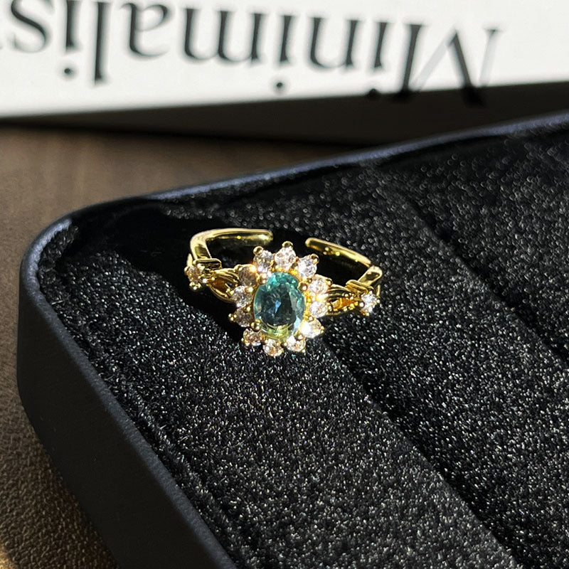Women Geometric Micro Paved Open Adjustable Ring, Retro Cold Tone Niche Designer Finger Ring, Trendy Unique Stylish Daily Matching Hand Jewelry Accessories Vera Lux