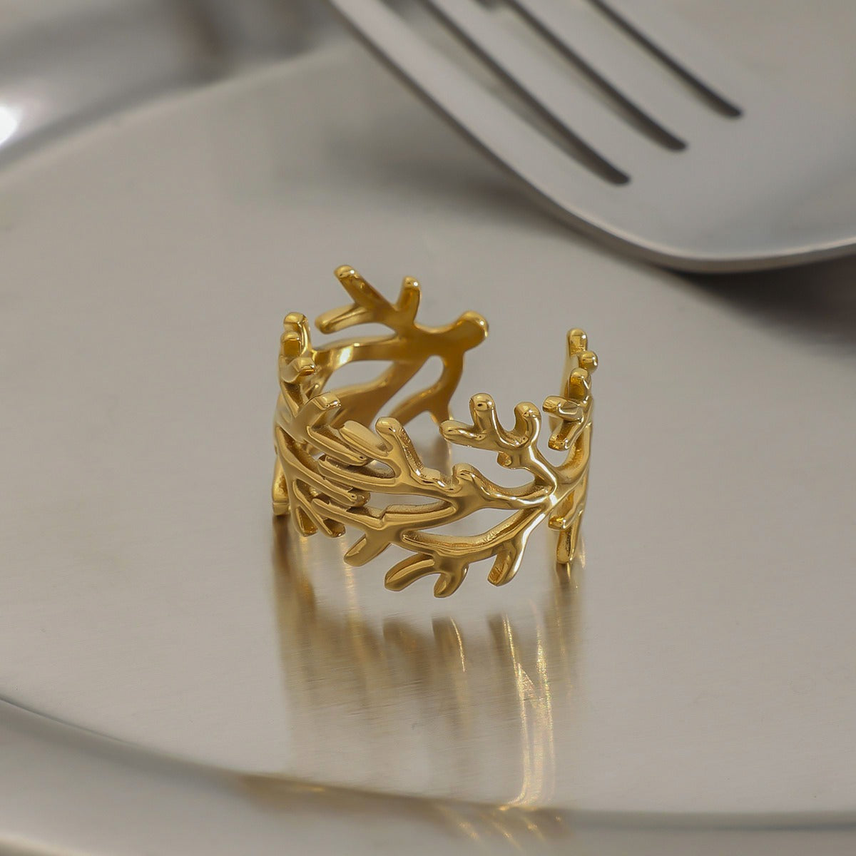18k gold titanium steel ring Vera Lux