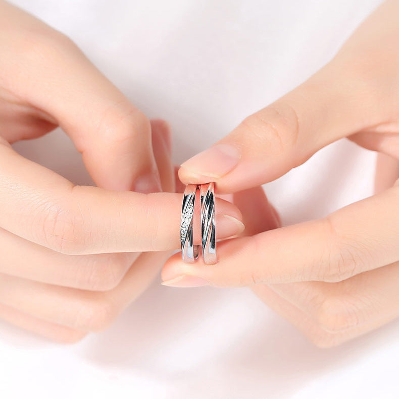 999 Pure Silver Love Together Couple Rings, His & Hers Pair, Niche Light Luxury, Premium INS Style Fashion Finger Rings Vera Lux