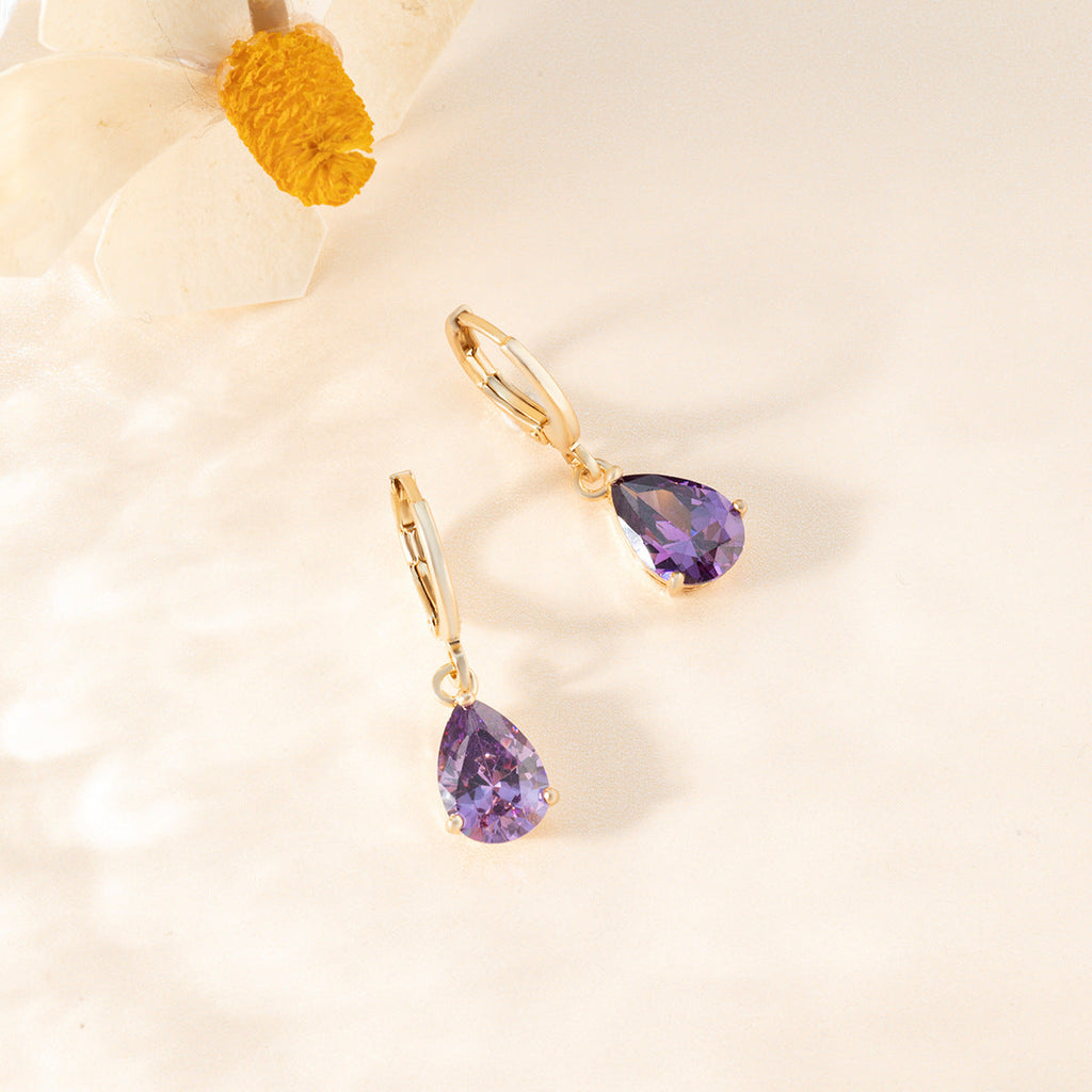 Retro Copper Inlaid Colorful Zircon Earrings Versatile For Women Vera Lux