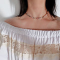 Natural Tourmaline And Freshwater Pearl Beaded Necklace Vera Lux