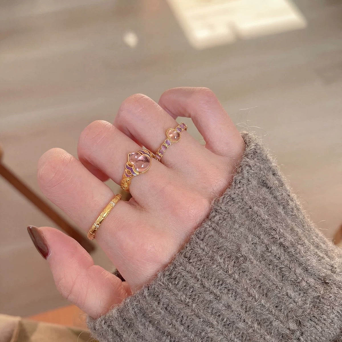 Chinese-style Exquisite Enamel Ice-clear Ring Vera Lux