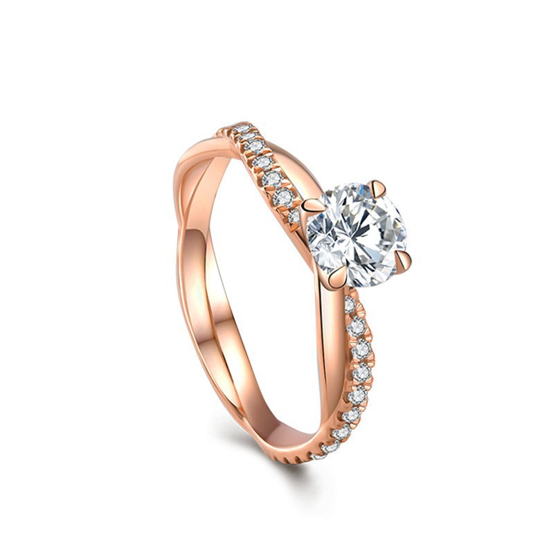 New 18K Rose Gold Plated Two-Tone Princess Cut Ring, Engagement Band Vera Lux