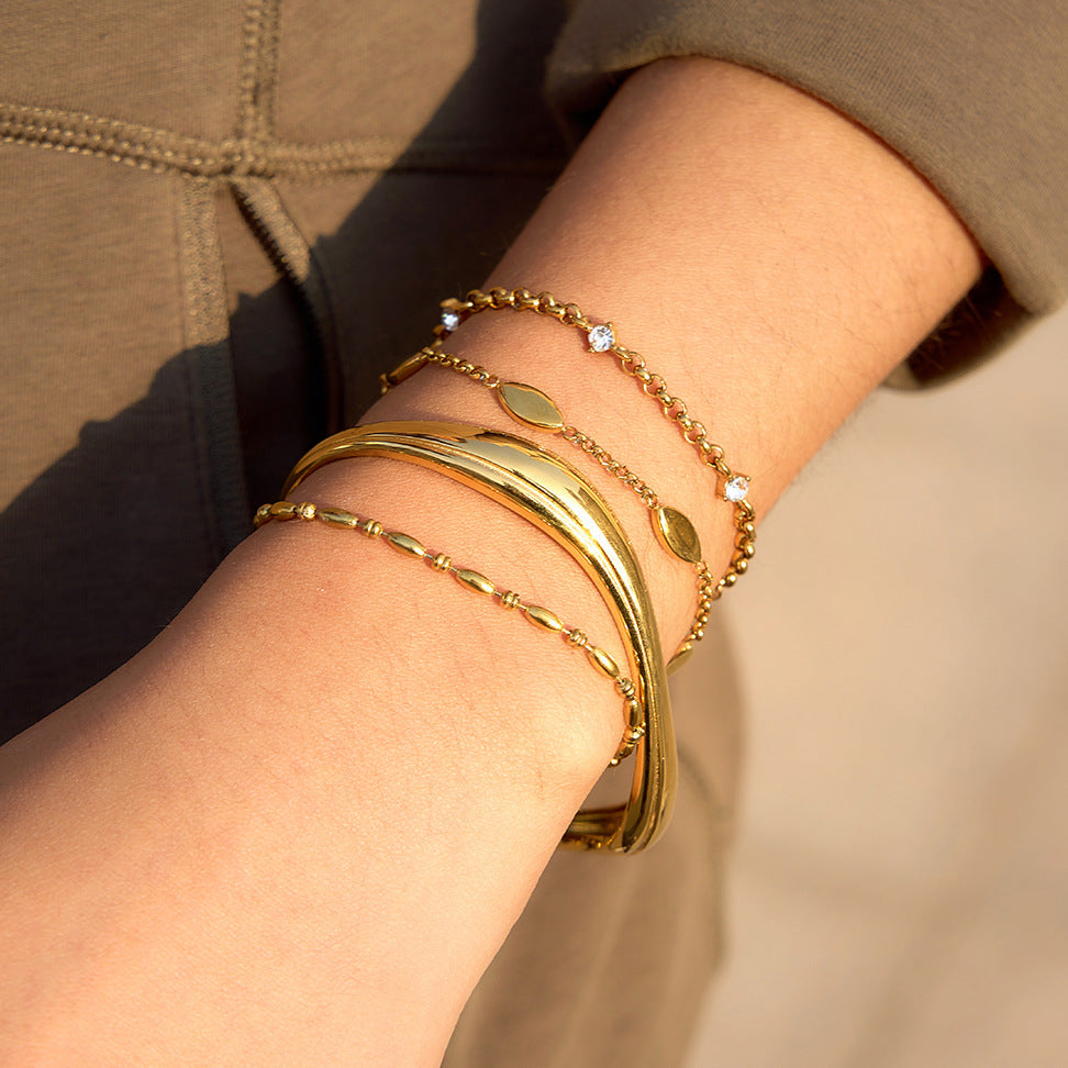 Gold Wave Open Cuff Bracelet Collection Vera Lux