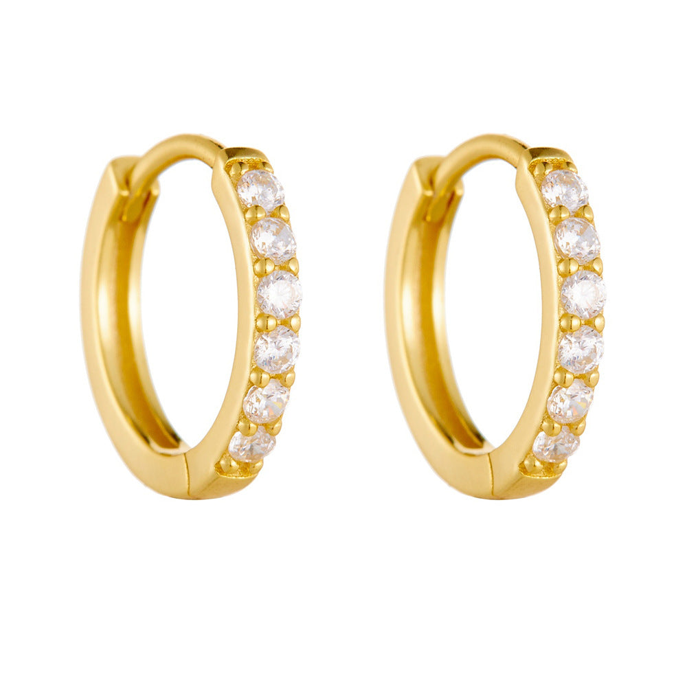 S925 Sterling Silver Ear Clips Inlaid With Zirconia Basic Round Earrings Vera Lux