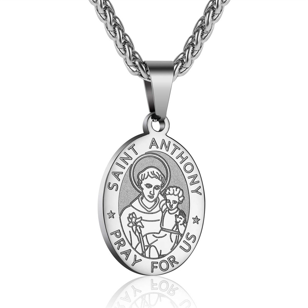 Double-Sided Portrait Medal Cross Stainless Steel Pendant Necklace For Men And Women Vera Lux