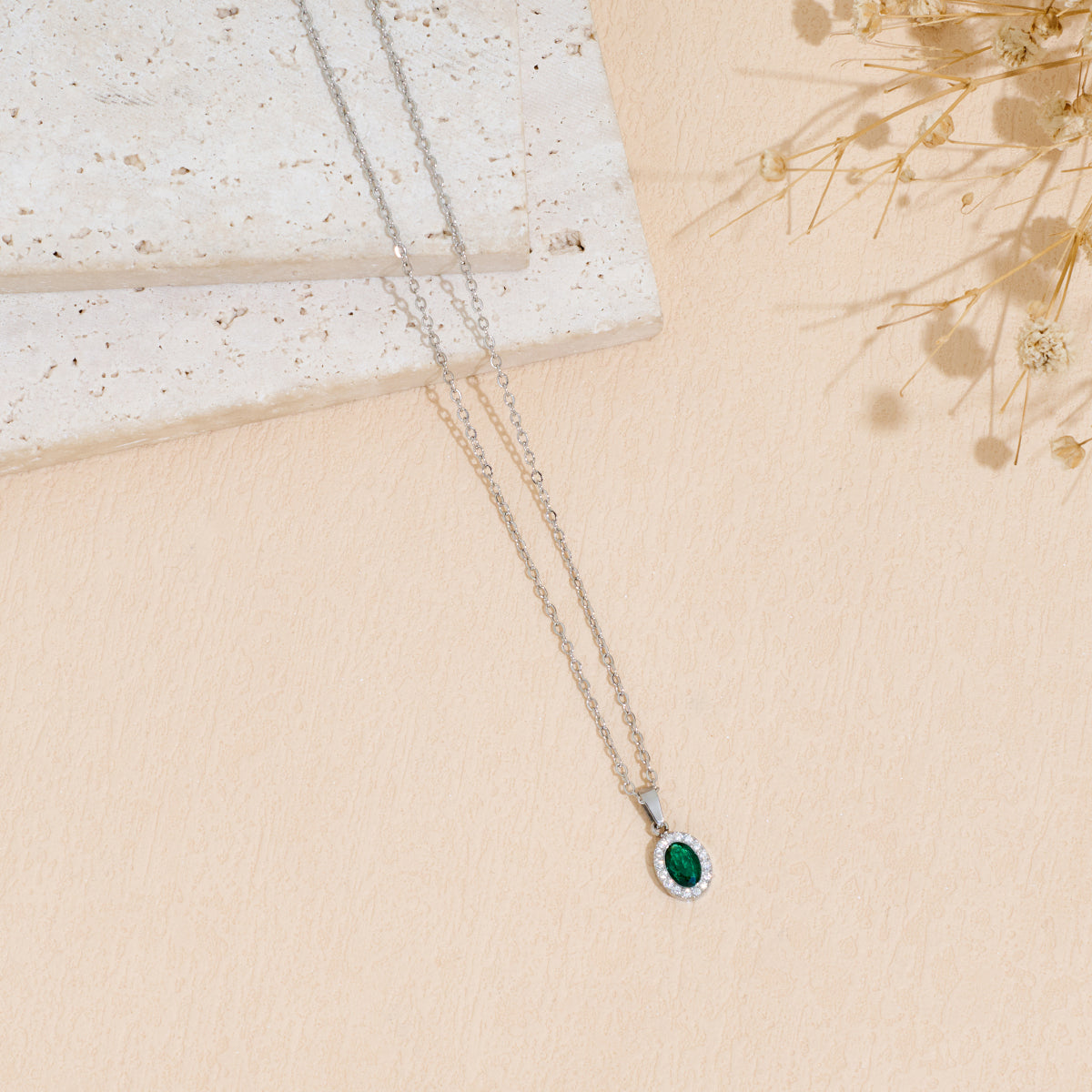 Stainless Steel Pendant Necklace With Zircon Inlay Vera Lux