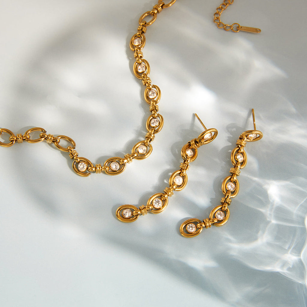 Zircon Chain Tassel Earrings and Bracelet Set Vera Lux