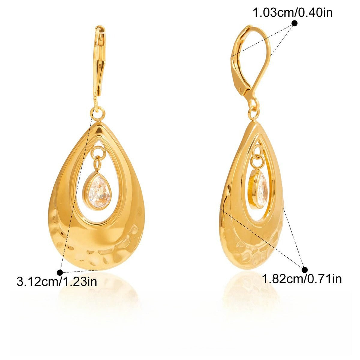 18K gold lightweight luxury high-end teardrop zircon hoop earrings Vera Lux