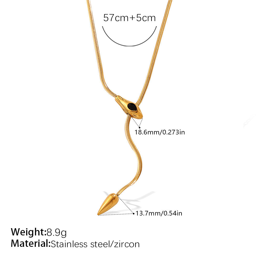 Personalized Design Snake-shaped Necklace Made Of Stainless Steel. A Unique And Exclusive Piece With A Sophisticated And High-end Look. Long Necklace. Vera Lux
