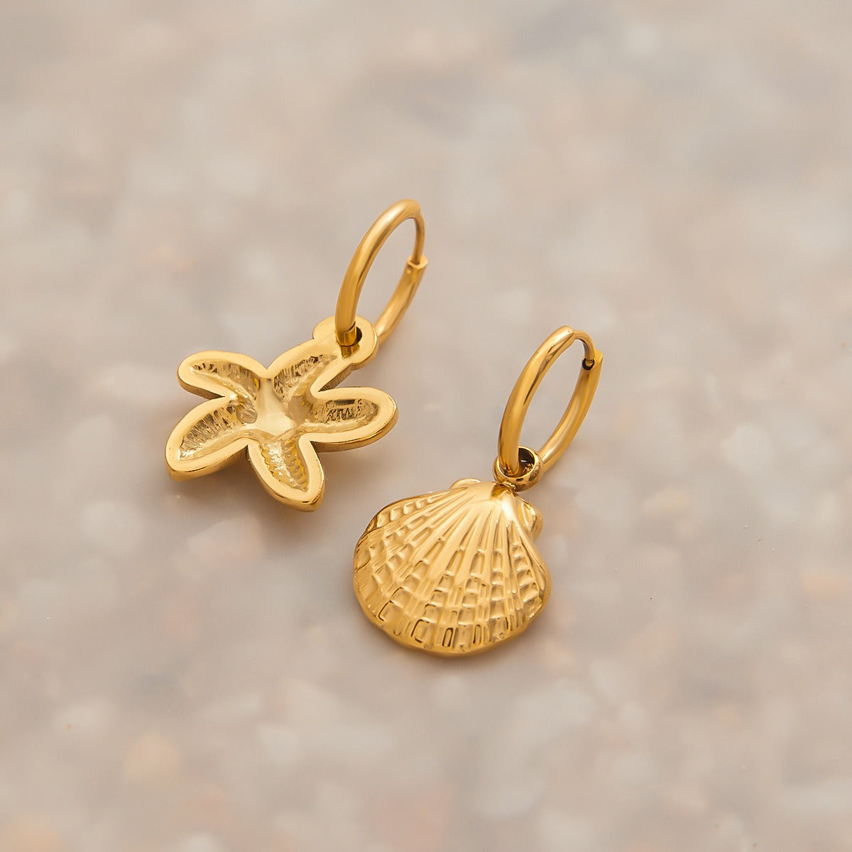 18K gold shells with starfish-shaped design exquisite trendy earrings Vera Lux