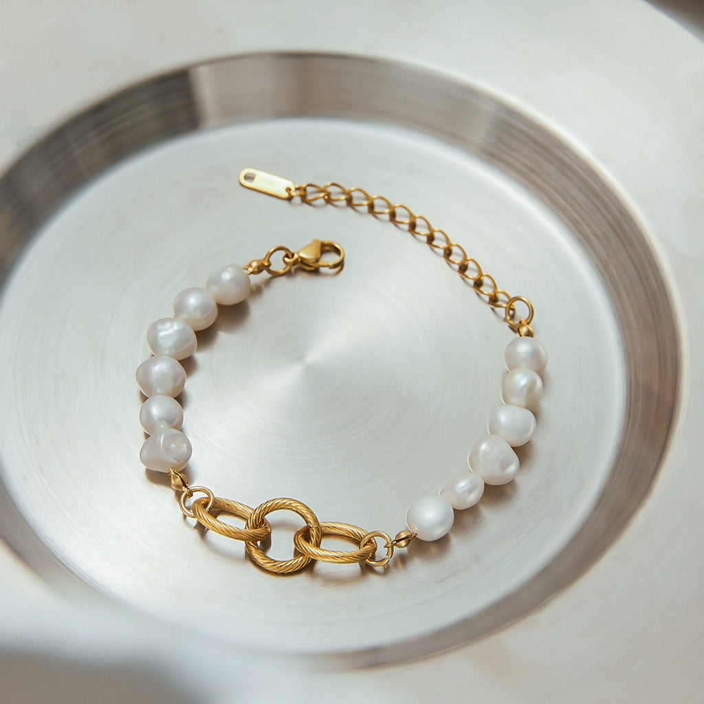 18k gold stainless steel pearl bracelet Vera Lux