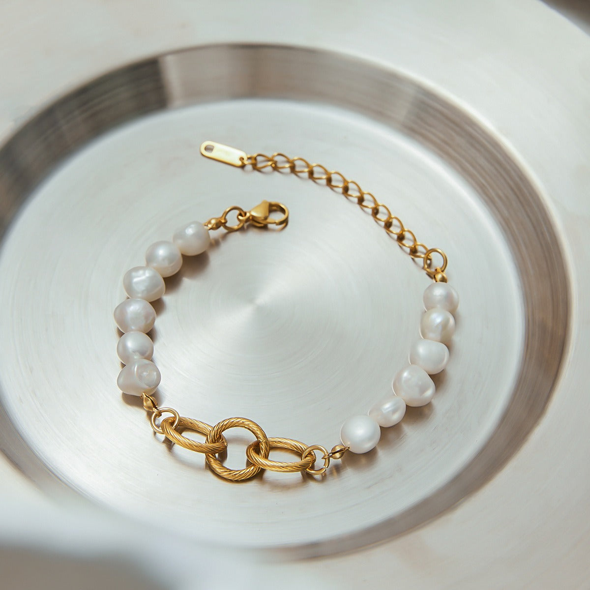 18k gold stainless steel pearl bracelet Vera Lux