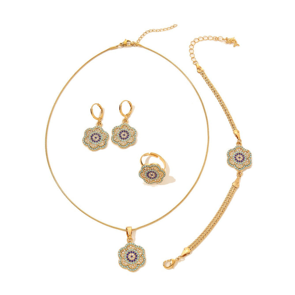 Turkish Evil Eye Flower Jewelry Set Vera Lux