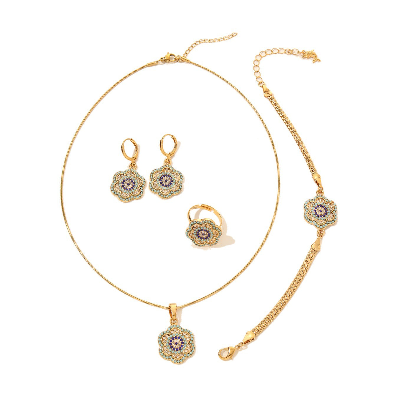 Turkish Evil Eye Flower Jewelry Set Vera Lux