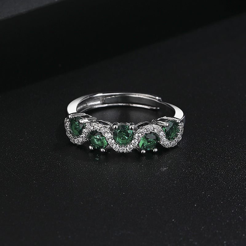 Hot Selling New Colored Gem Wave Ring, Premium Quality European Minimalist Twisted Band, Trendy Women Finger Ring Vera Lux
