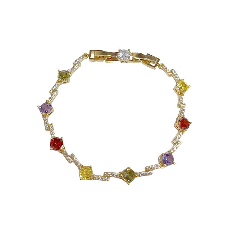 Exquisite And Fashionable Micro-pave Cubic Zirconia Irregular Colorful Bracelet Vera Lux