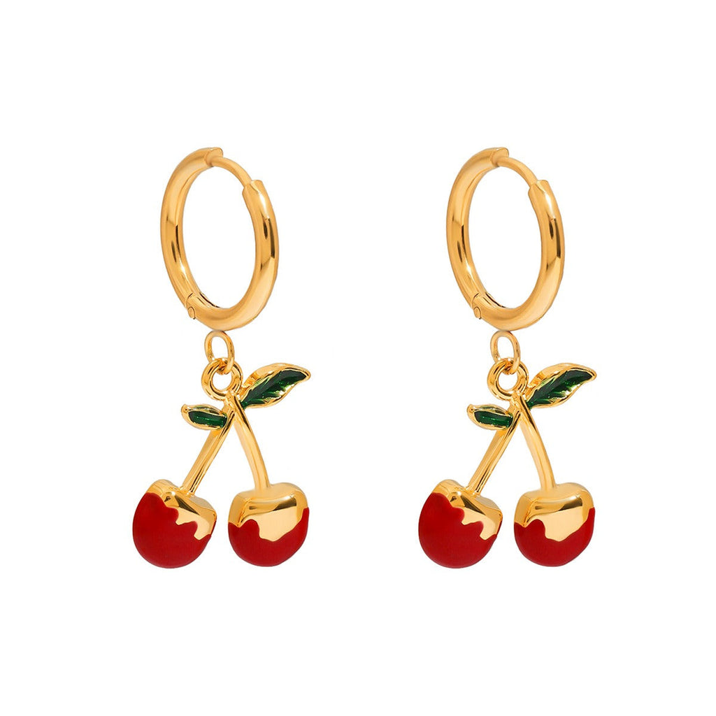 18K Gold Cherry Shaped Earrings with Exquisite and Unique Design Vera Lux