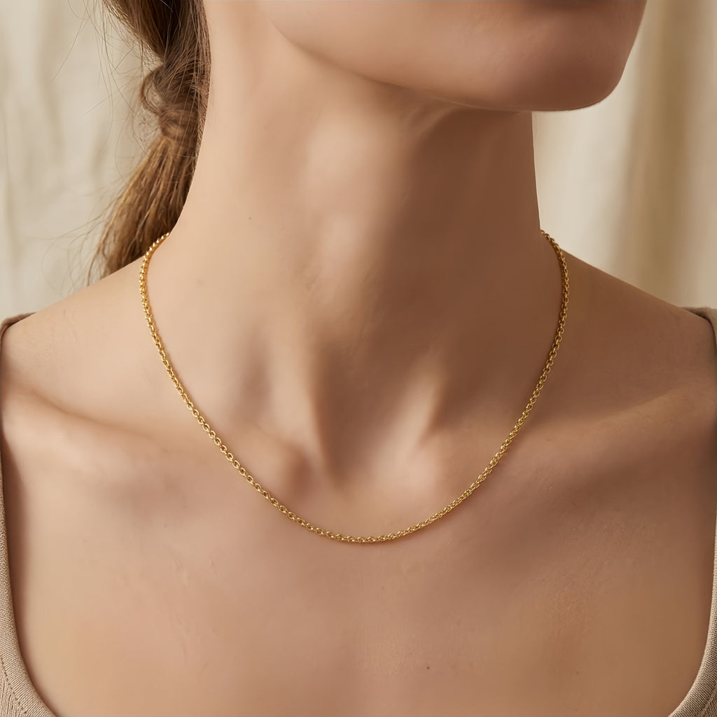 925 Sterling Silver Italian Gold-Plated Sterling  Rope Chain Necklace with Adjustable Clasp Vera Lux