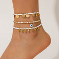 Ethnic Ocean Style Rice Bead Beach Round Water Drop Tassel Anklet Vera Lux