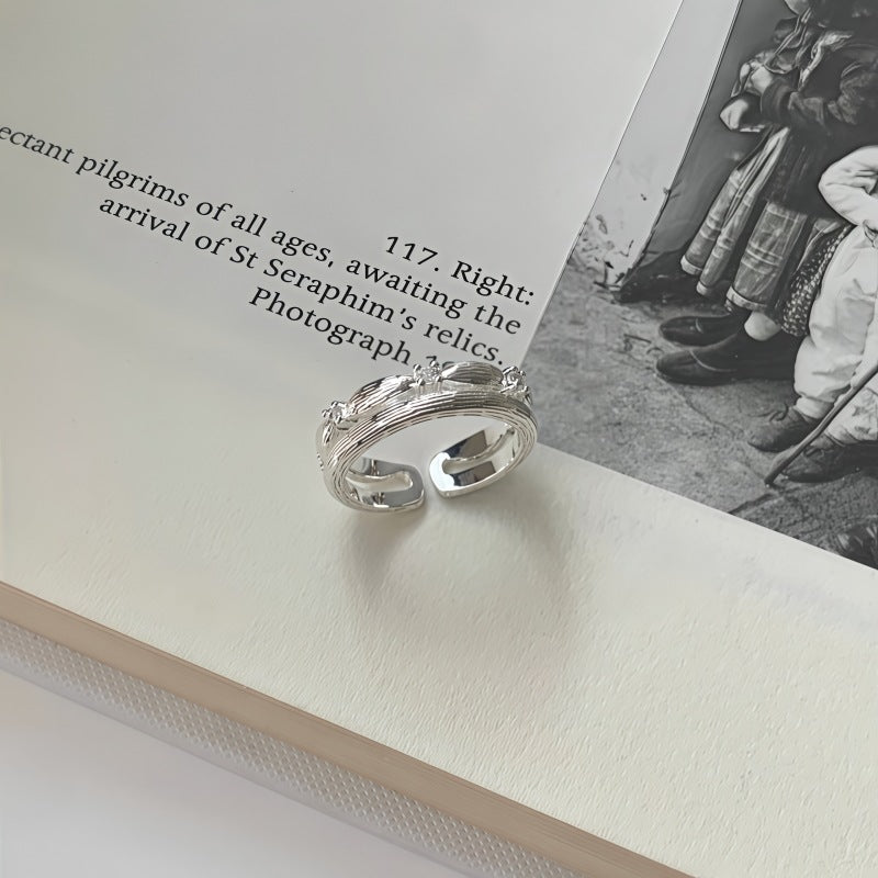 Double Layer Plain Band Ring For Women, Irregular Texture, Niche INS Style, Minimalist Versatile Finger Ring Vera Lux