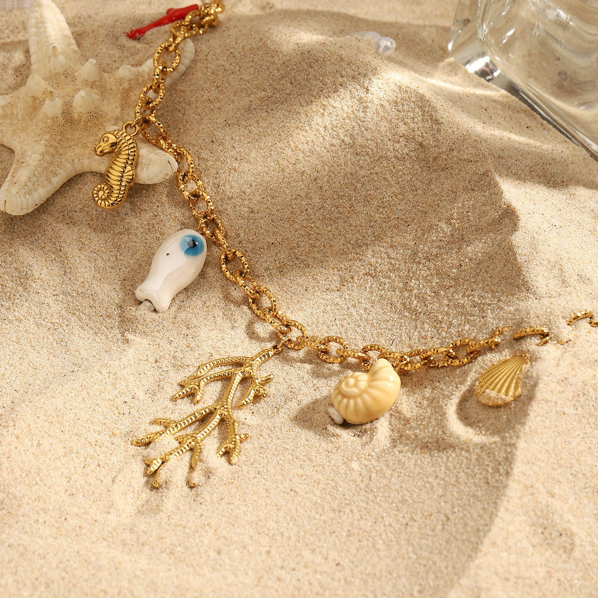 18K Gold Coral Shape Ocean Style Necklace Vera Lux