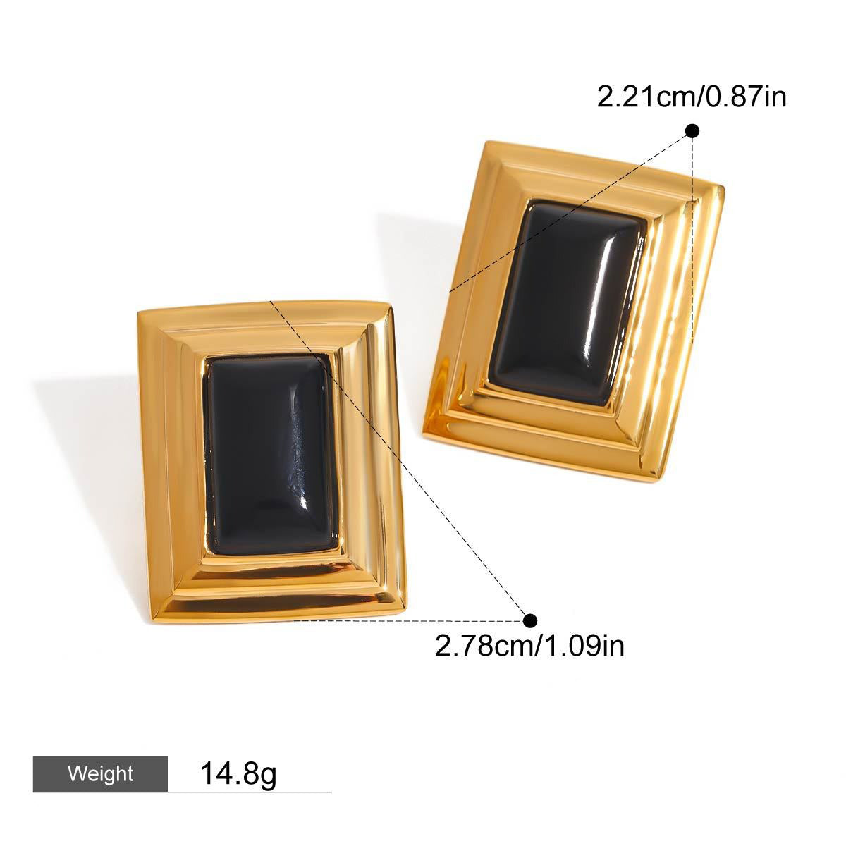 18K gold geometric square with texture design classic retro earrings Vera Lux