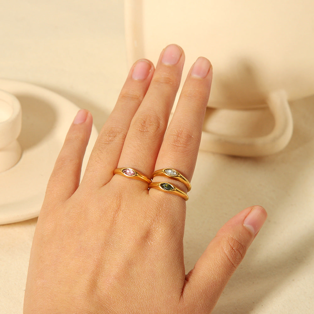 Retro 18K Gold Stainless Steel Ring With Zircon Inlays Vera Lux