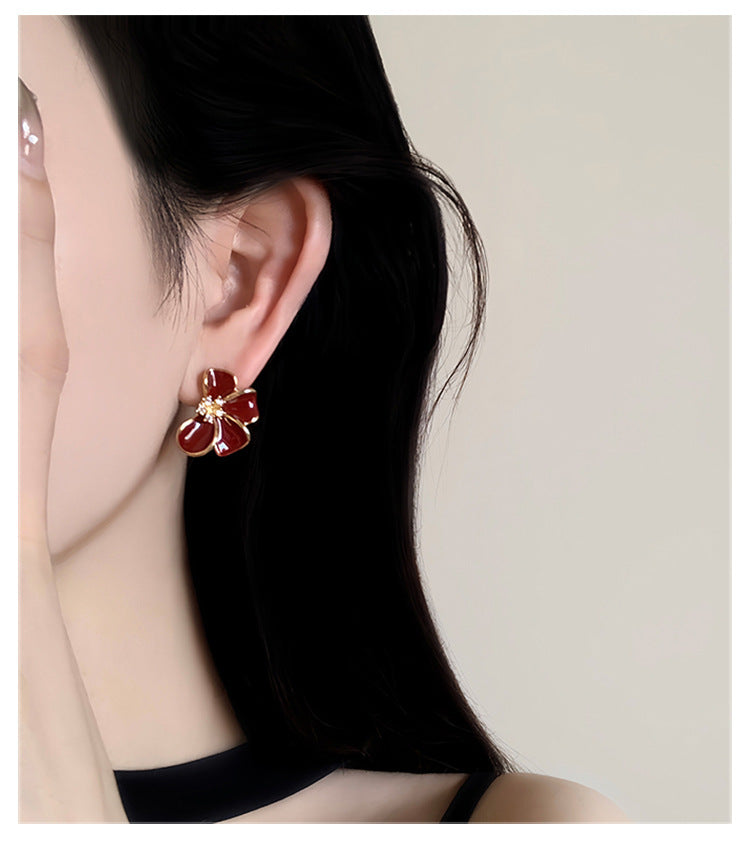S925 Sterling Silver Needle Unique Drop-Glaze Flower Earrings For Women Vera Lux