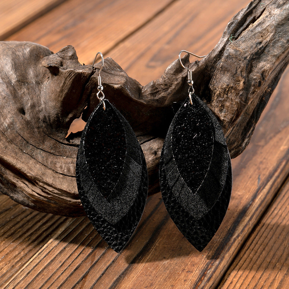 Fashionable Leather Multi-Layer Earrings In A Cartoon Style Vera Lux