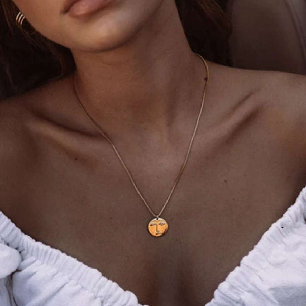 Women's Vintage Statement Gold Coin Necklace Vera Lux