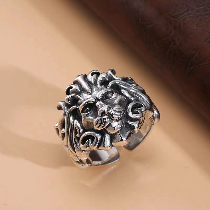 Majestic Lion Silver Jewelry Mens Silver-Plated Ring Vera Lux