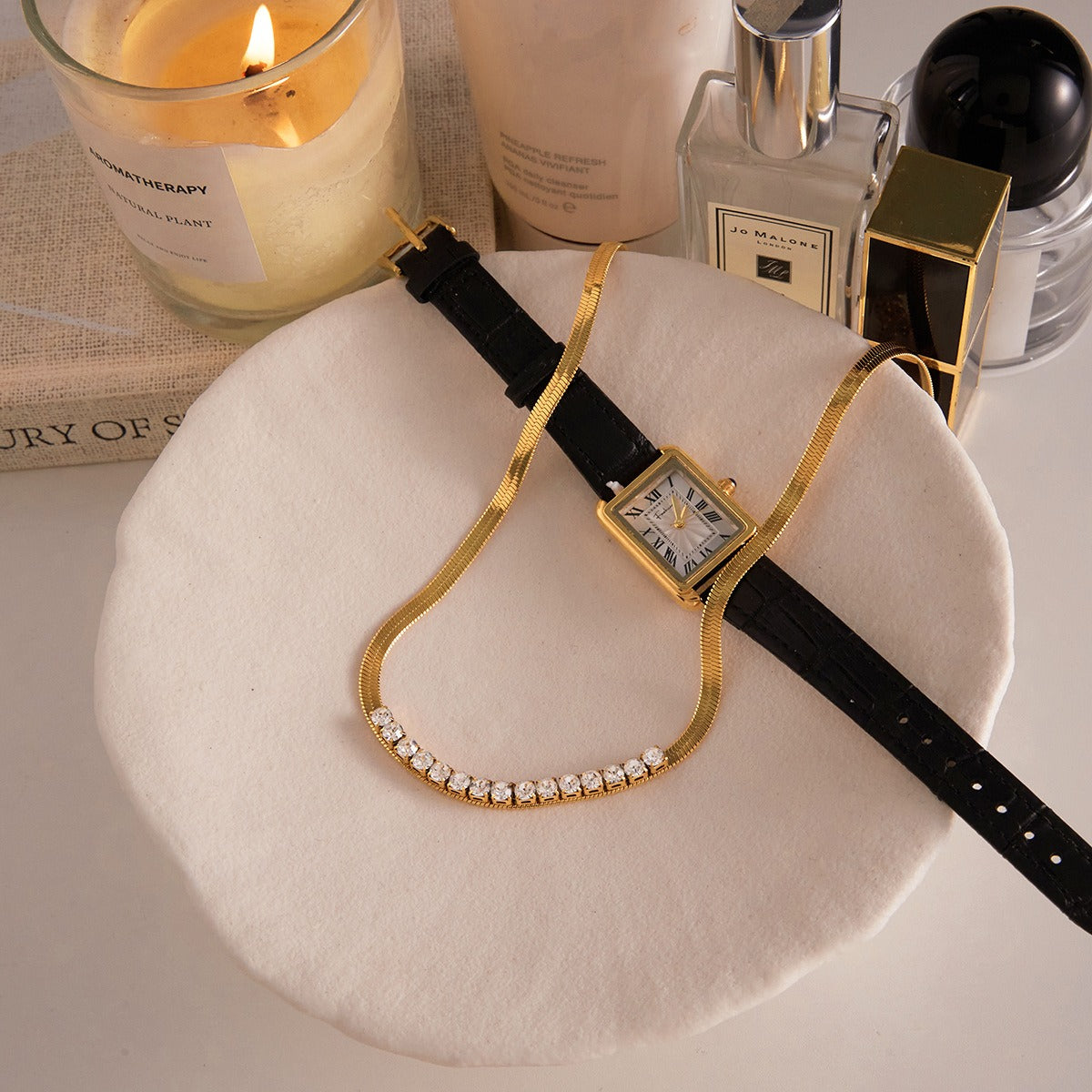 18k gold-plated titanium steel necklace with rhinestones Vera Lux