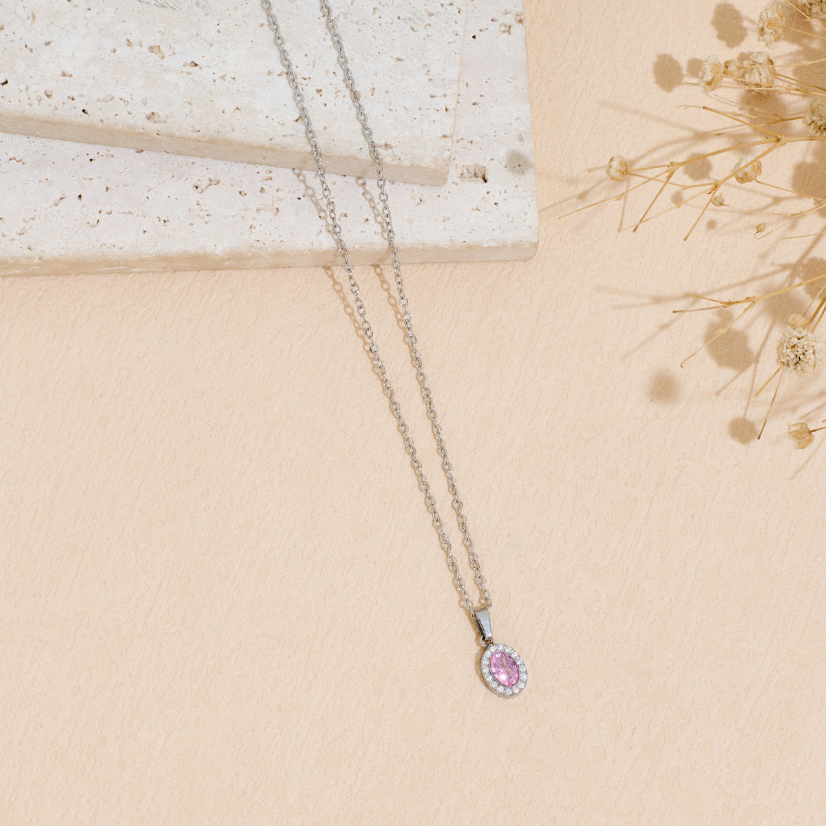 Stainless Steel Pendant Necklace With Zircon Inlay Vera Lux