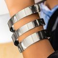 18k gold vintage bracelet wide-edge geometric punk style open bracelet Vera Lux