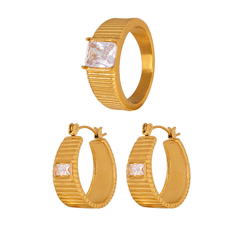 Striped Inlaid Zircon Earring Set For Women Vera Lux