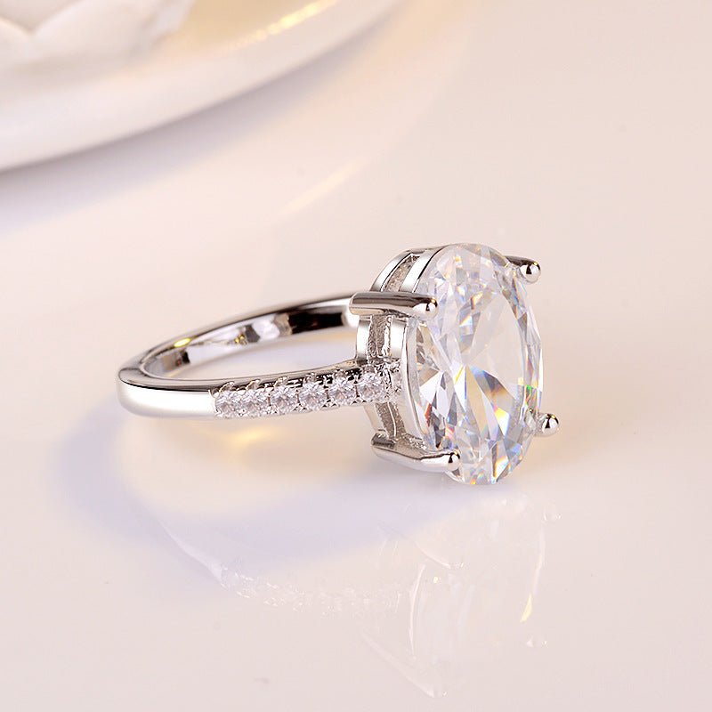 Fashion Hot Sale Oval Cut Engagement & Proposal Ring, 18K White Gold Plated Ring Jewelry Vera Lux